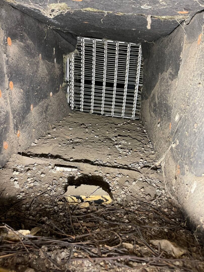 Industrial duct contamination before cleaning