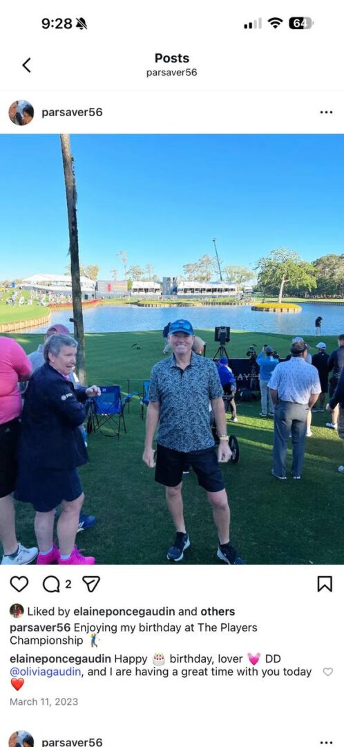 Vernon Eagle enjoying a birthday at the Players Championship