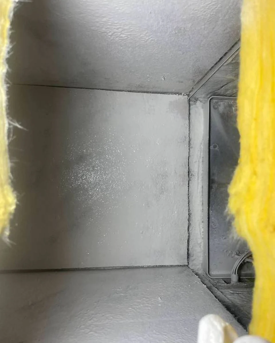 The same HVAC interior after AH-CHOO service, visibly clean and uniformly finished